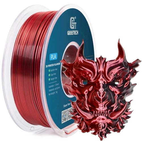 Image of Geeetech Silk PLA Filament 1.75mm Silk Dual Color Filament, Coextrusion Dichromatic Metal-Like Shiny Consumable 1kg (2.2lbs) 1 Spool, Dimensional Accuracy + /- 0.02 mm, Black Red