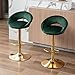 Wahson Juego de 2 Taburetes de Bar Terciopelos con Respaldo Hueco,Regulable en Altura,Sillas Altas de Bar Modernos Giratoria con Reposapies Dorados para Comedor/Isla Cocina(Verde)