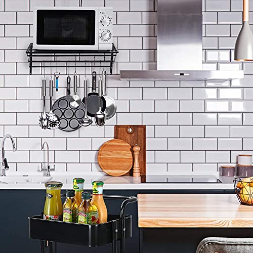 Wandmontage Metalen Hangrek Keukenopslag, Zwart Metalen Hangende Pan Pottenrek Wandmontage met 10 Haken voor Keuken - Image 8