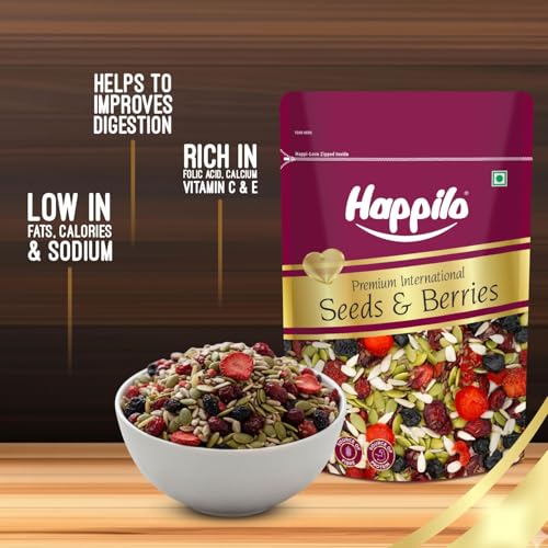 Image of Happilo Premium International Seeds & Berries Mix 200 g (Pack of 2) | Contains Healthy Seeds & Dried Berries | Low in Calories, High in Nutrients | Morning Snack