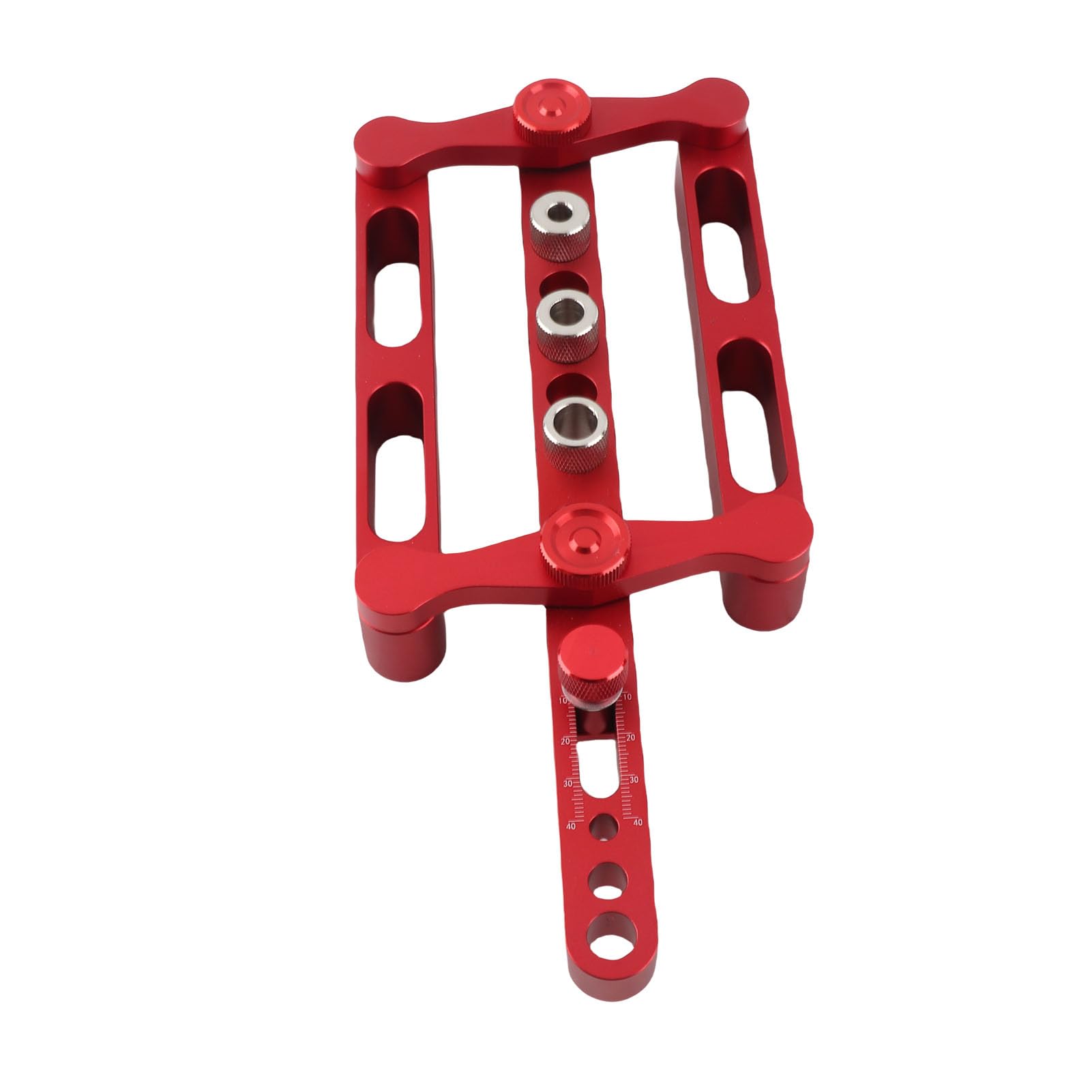Cocoarm Posicionador de Punzón Guía de Broca de Aleación de Aluminio Plantilla para Tacos de Madera Ajustable Rojo para Perforación con el Mismo Espaciado Resistente a la Corrosión Sin Rebabas para