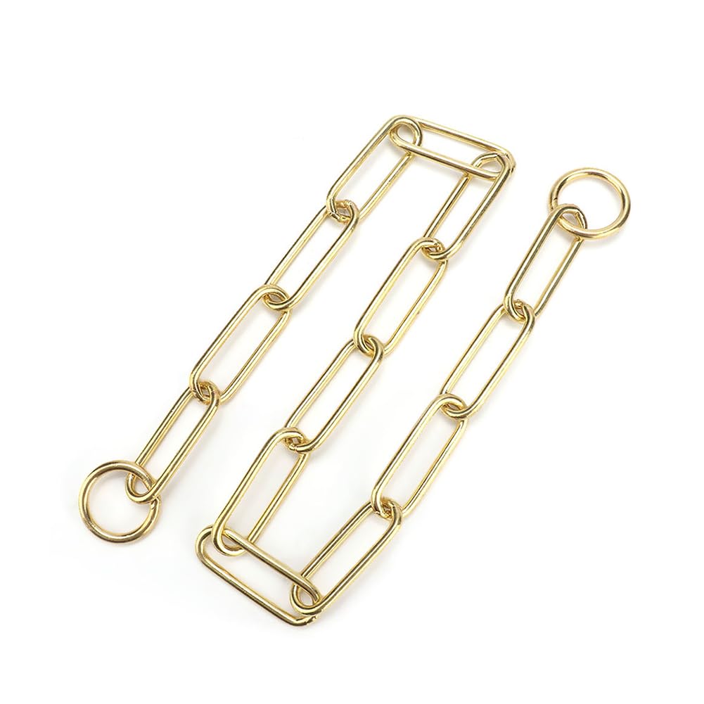 Joyzan Collier Chien Chaîne, Doré Chaîne Maillon Métallique Robuste Chiot Petit Moyen Grand Résistant Métal Mâcher Fermoir Connexion Or Mastication Laisse Entraînement Grosse Maille étrangleur Chaine
