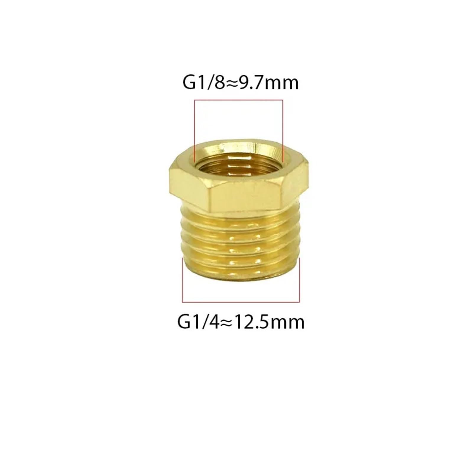 Boccola Di Riduzione In Ottone 5PCS 1/8 "1/4" 3/8 "1/2" 1 "2" Diametro interno esterno Filettatura maschio a femmina Connettori for tubi in ottone Accoppiatore Adattatore Raccordo comune(G2 to G1.5)