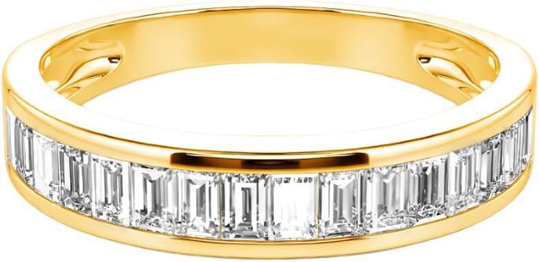 925 Sterling Silver 10K 14K 18K Gold Moissanite/Lab Grown Diamond Wedding Band Channel Setting Anniversary Eternity Band Ring for Women