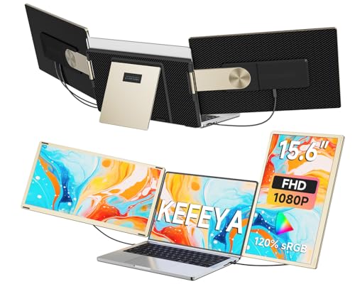 KEFEYA Laptop Screen Extender 15.6', FHD 1080P Portable Triple Monitor for Laptops 13-17.3', 120%...