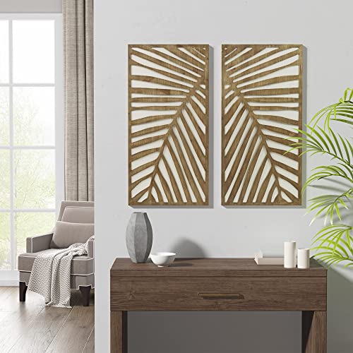 Madison Park Wall Décor for Living Room - Birch Palms Botanical Two-Tone, Home Accent Modern Kitchen Dining Decoration, Ready to Hang 2-Piece Wood Panel Set for Bedroom, 16" W x 32" H, Dark Palm - Image 3