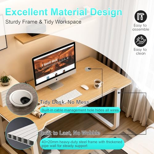 Image of Gaming Desk Computer Writing Table Student Art Modren Simple Style PC Wood Suitable Portable Desk for Home, Office