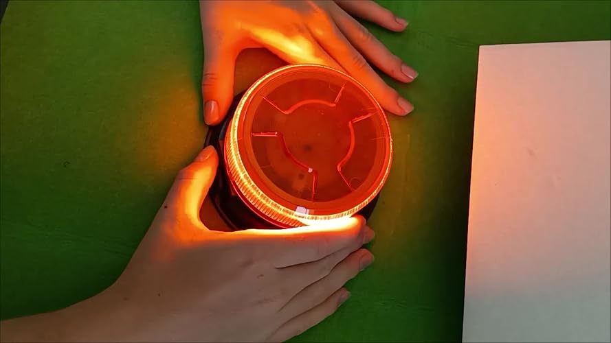 Dinfu Rondom licht accu rood, 12 V-24 V rood waarschuwingslicht batterij met magnetisch voor auto tractor golfwagen UTV aanhanger SUV hulpvoertuigen brandweer