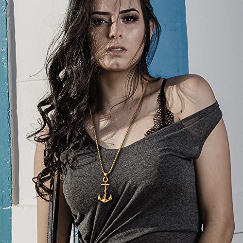 Bahamut Mens Nautical Anchor Necklace For Men Boys Vintage Cool Navy Anchor Pendant Stainless Steel Jewelry With Rope Link Chain Gift For He (Silver) #TOP3