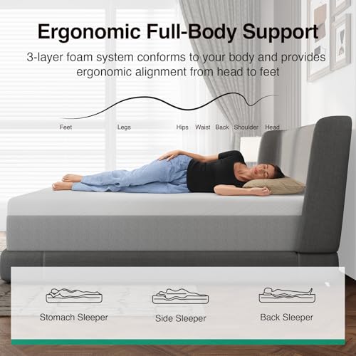 Image of Novilla Bliss Cooling Queen Size Mattress, 12 Inch Gel-Infused Memory Foam Mattress Queen Size in a Box with Cool-Touch Nylon Cover, Pressure Relief & Body Support with CertiPUR-US Certified Foam