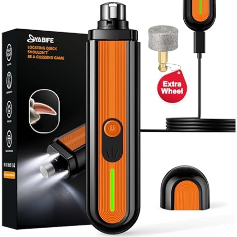 YABIFE 4-Lights Dog Nail Grinder, Easy Quick Locate Dog Nail Trimmers, for Puppy Paw Toenails or Pets from Small, Medium to Large, with Travel Lock, Whisper Quiet, Heavy Duty 3 Speeds Cover