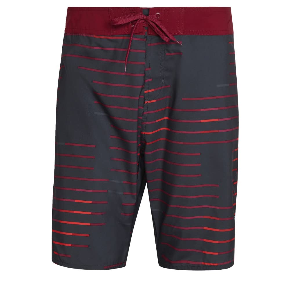 adidas Men's Standard Classic Length Melbourne Graphic Boardshort, Black/Vivid Red, 28