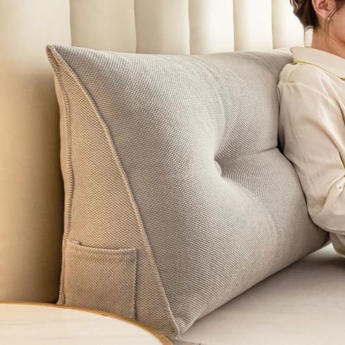 Almohada Triangular de Lectura, Almohada Cuña Adulto para Cama, Almohadas de Apoyo Lumbar de Cabecero, para Sofá Tatami, Dormitorio, con Funda Extraíble (Gray 200cm)