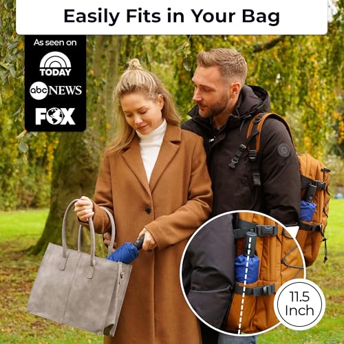Image of TUMELLA Strongest Windproof Travel Umbrella (Compact, 100MPH Wind-Tested), Light, Portable, One-Handed Use, Automatic Folding Rain Umbrella, Durable, Premium Grip, Fits Car & Backpack