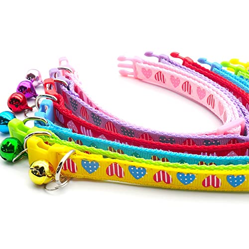 Small Dog Puppy Pet Collar Love Heart Design with Bell Nylon Adjustable Size 19-32cm Purple, Extra Small - Image 4