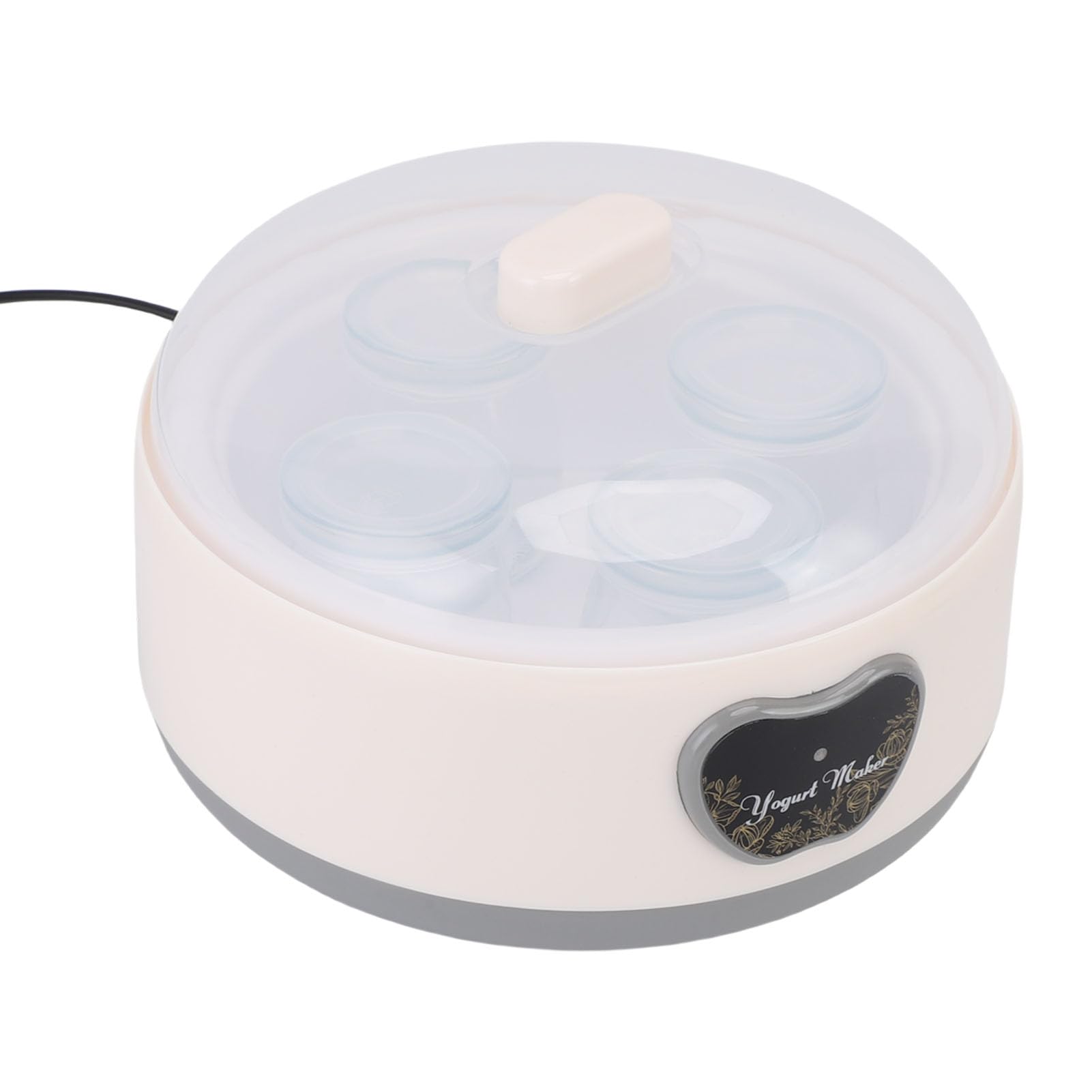 GOWENIC Yogurtera Automática de Acero Inoxidable, Máquina de Fermentación Multifuncional con Control Inteligente de Temperatura de 1,2 L, con 5 Vasos de Vidrio