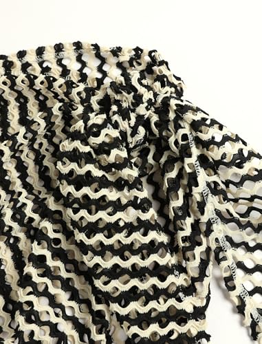 Image of ZAFUL Sarong Coverups for Women Beach Vacation Fishnet See Thru Tie Side Bathing Suit Cover Up Mini Skirt