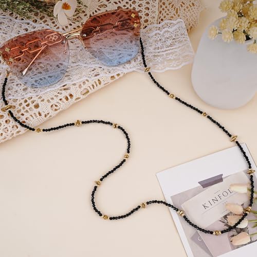 Image of BILIONE Beaded Eyeglass Chains, Eye Glasses Strap Around Neck for Women and Men, Sunglass Holder Hanger Lanyards, Gold