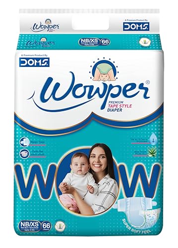 Image of Wowper Baby Taped Diaper | XS-66 counts | Wetness Indicator |Anti Rash |up to 12 hrs Absorption |0-5 Kg | Super Soft Diapers