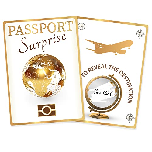 Crintiff - Tarjeta de viaje sorpresa para rascar personalizable - Passport con destino sorpresa para rascar - 3 tarjetas Cover