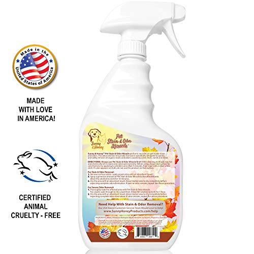 Pet Stain & Odor Miracle - Enzyme Cleaner for Dog and Cat Urine, Feces, Vomit, Drool (Fall Spice Scent, 32 FL OZ)