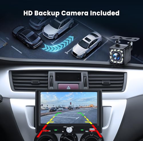 Image of Single Din CarPlay Car Stereo Android Auto, 7-inch Touchscreen Car Radio with Bluetooth 5.0 FM Radio USB-C Backup Camera
