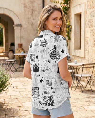 Image of 99TIMORO Fantasy Character Button Shirt Women, Novel Movie Themed Button Short Sleeve for Valentine's Day