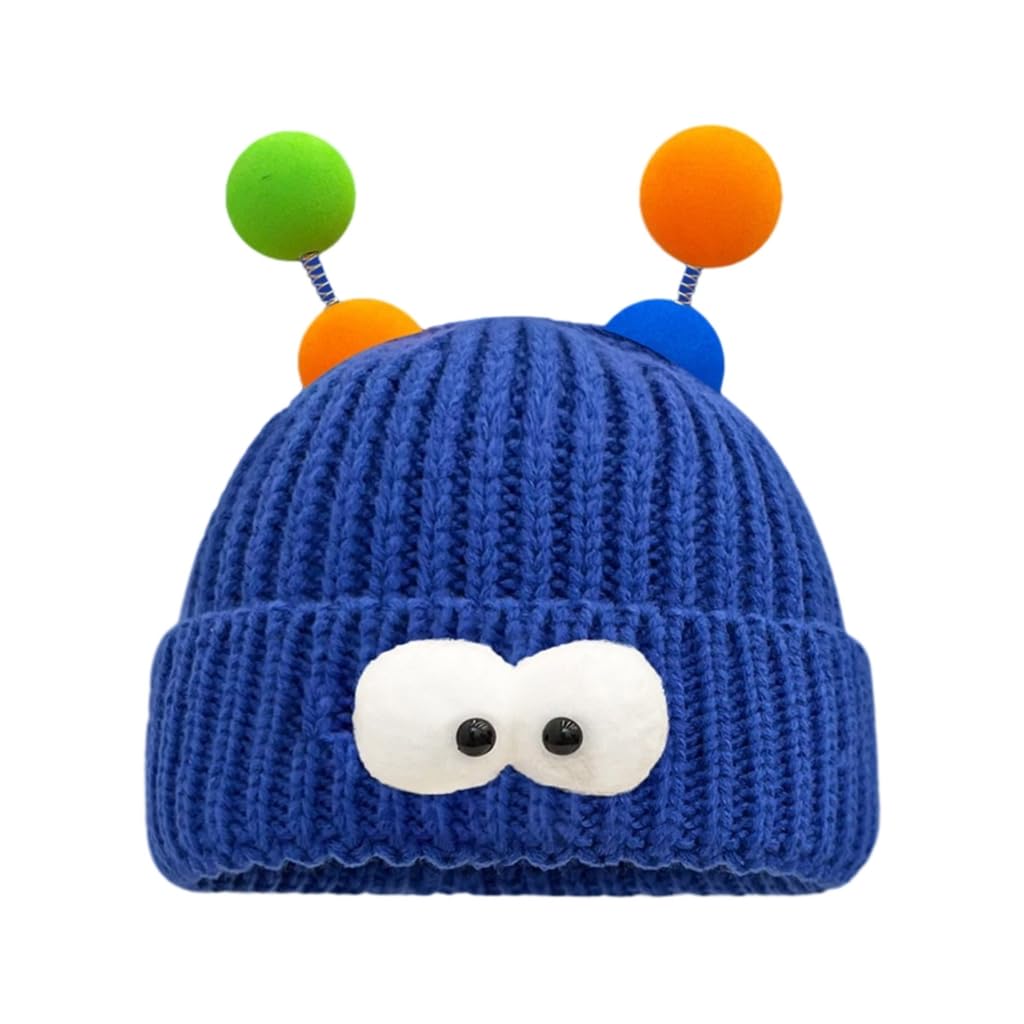 Cazstyk Unisex Blue Cartoon Monsters Adult Elastic Hat Winter Warmer Knitted Hat Cold Winter Presents For Students Teenagers Skiing