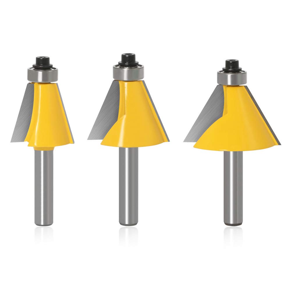 Gasea 3PCS 8mm Angle Biseautée Routeur Bits 2 Fléau 15°/22.5°/45