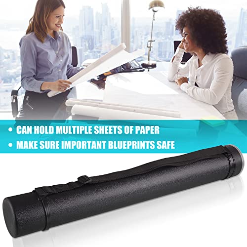 Henoyso 6 Pcs Black Poster Tube Bulk Extendable Blueprint Holder Expand From 24.5 To 40 Inch Portable Folder Organizer With Shoulder Straps And Lids For Maps, Documents, Drawings, Artworks, Scrolls #TOP6