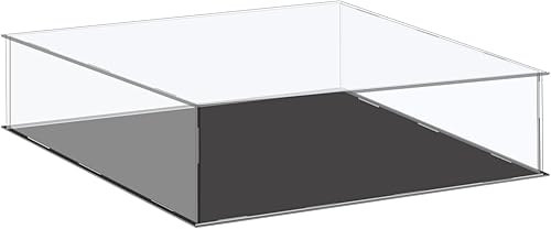 MECCANIXITY Vitrina de acrílico, caja de plástico, caja de almacenamiento, transparente, pequeña, a prueba de polvo, 16.1 x 14.1 x 4.1 pulgadas para