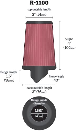 Miniatura 2 de K and N R-1100 - Filtro universal de goma para coche y motocicleta lavable y reutilizable