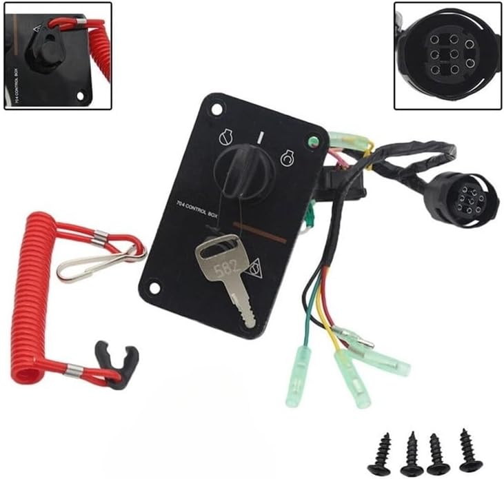 704-82570-12-00 704-82570-08 Outboard Engine Key Switch Assembly Fit for 2-Stroke and 4-Stroke Mechanical Shift Outboard
