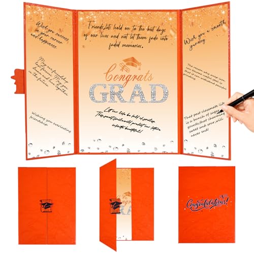 Image of Crenics Orange Graduation Decorations Class of 2026, Creative Graduation Guest Sign in Book Alternative, Congrats Grad Signature Book 18 inch x 12 inch, Awesome Graduation Gift or Keepsake