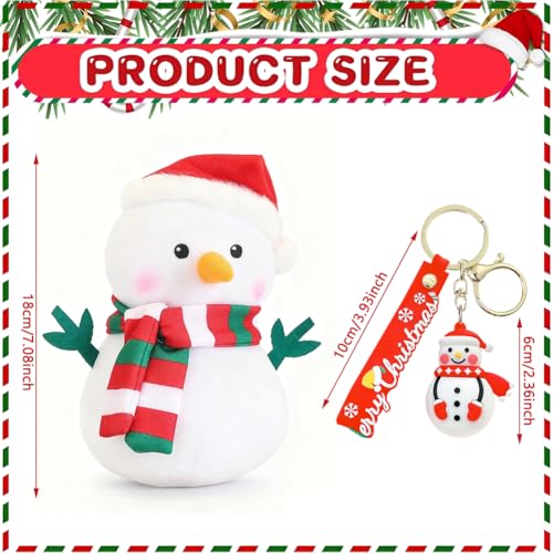 2 Pcs Sneeuwpop Kerstpluche Speelgoed JynxtoyZeal Schattige Sneeuwpop Pluche Decoratie Zachte Sneeuwpops Knuffel PVC Sleutelhanger Cartoon Sleutelhanger Geschikt voor Kerstdecoratie en Cadeaus - Afbeelding 3