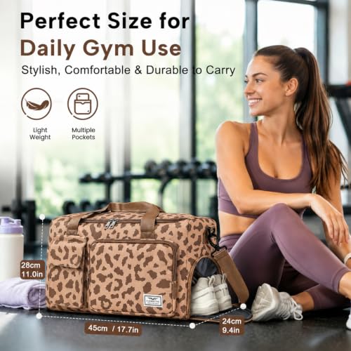 Image of FIORETTO Women's Gym Duffle Bag with Shoes Compartment, 30L Capacity, Ideal for Travel, Gym, Sports, Duffel, Weekender