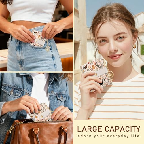 Image of Jogjam Chicken Mushroom Leaves Rfid Women Wallet, Small Slim Thin Compact Credit Card Wallet, PU Leather Bifold Cash Wallet, Zipper Coin Pocket ID Window, Female Ladies Holiday Gifts