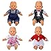 Miunana 4 Puppenkleidung Baby Puppen Kleidung Kleider Outfits Klamotten Anzug Strampler für 35-45 cm Baby Puppen