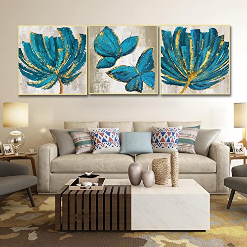 Art mural vintage papillon bleu sur toile pour habiller un mur vide