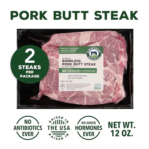 Niman Ranch, Pork Butt Steaks, Boneless, 12 oz, Pack of
