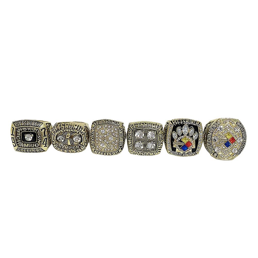 Anillos de campeonato de fútbol juego de 6 réplicas con caja de madera talla 11