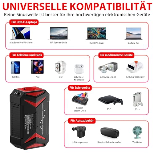 Reiner Sinus wechselrichter 12v auf 230v/BESTEK 300W stromwandler 12 auf 230/steckdose Auto Adapter/Auto wechselrichter,Inverter,inkl. Kfz Zigarettenanzünder Stecker – Bild 6