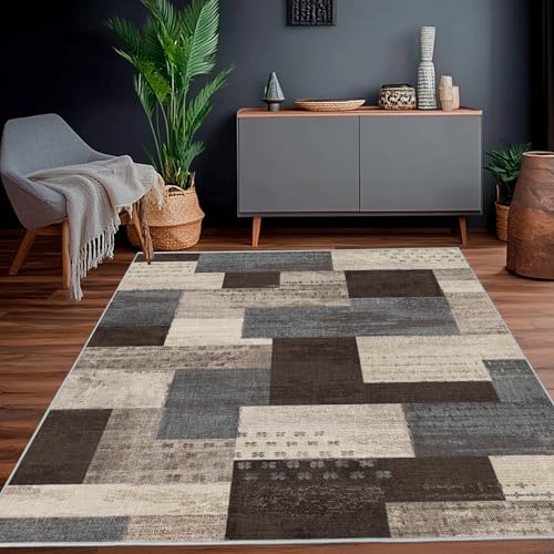 Calinline Moderne Geometrische Patchwork Indoor Wohnzimmer Teppich, Blau 200x300 cm Große Teppiche Rockwood Sammlung Böden Dekor für Schlafzimmer, Blau Taupe Weich Kurzflor Waschbar Teppich Gegend Calinline Moderne Geometrische Patchwork Indoor Wohnzimmer Teppich, Blau 200x300 cm Große Teppiche Rockwood Sammlung Böden Dekor für Schlafzimmer, Blau Taupe Weich Kurzflor Waschbar Teppich Gegend