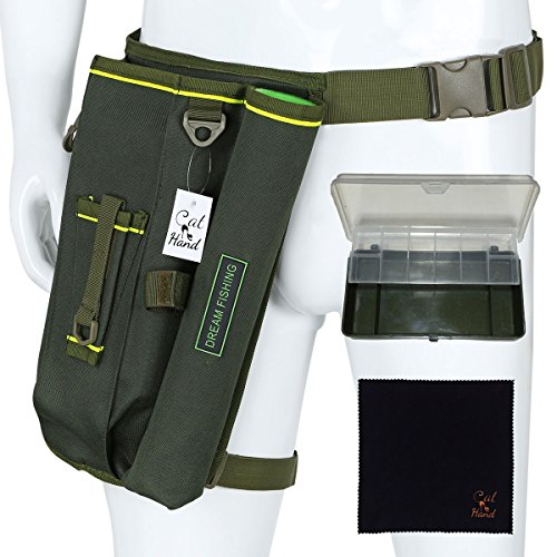 最安値 キャット Hand キャット ハンド キャット ハンド Cat Hand フィッシング バッグ 釣り 用 ランガン レッグ ポーチ ウエストポーチ ロッドホルダー 3色展開 クリーニングクロス 付 グリーンの価格比較
