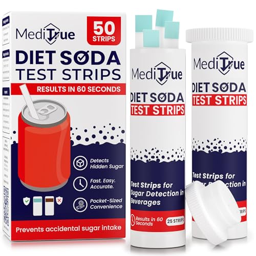 MediTrue Diet Soda Test Strips to Detect Non-Diet Soft Drinks (50 Count) A Must-Have for Diabetics Keto & Sugar-Free Diets 50 Strips Verify Your Diet Drink in Seconds
