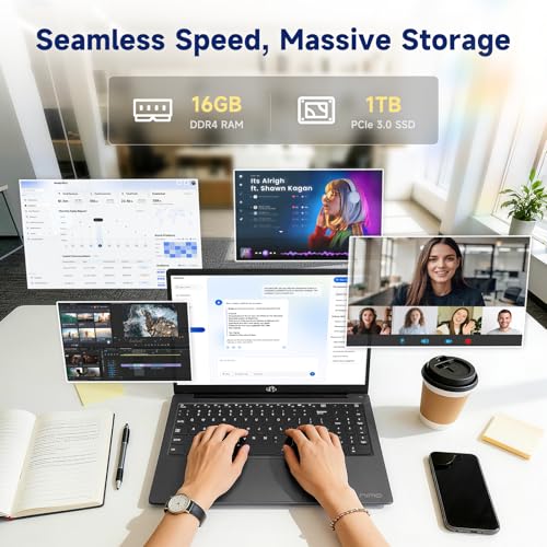Image of NIMO 15.6 inch FHD Laptop, 16GB RAM 1TB SSD 13th Gen Intel Twin Lake (up to 3.6GHz Beat i3-10110U) for Student & Office with 2 Year Warranty 65W Type-C, 53.58Wh Battery Backlit Keyboard Fingerprint