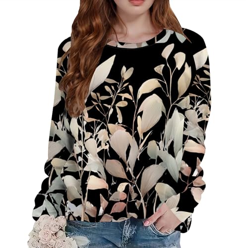 Vinatge Floral Printed Sweatshirt for Women Boho Flower Pullover Tops Long Sleeve Crewneck Graphic Casual Blouse