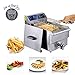 Koval Inc. Stainless Steel Commercial Electric Deep Fat Fryer with Drain and Basket (10L, Silver Single Tank)