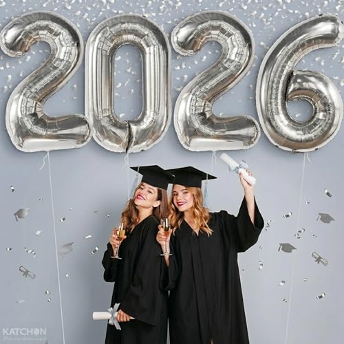 Image of Silver 2026 Balloons 42 Inch, Giant - Silver Graduation Decorations 2026, Foil Number 2026 Graduation Balloons Class of 2026 Decorations | Graduation Party Decorations | Prom Decorations 2026, Katchon
