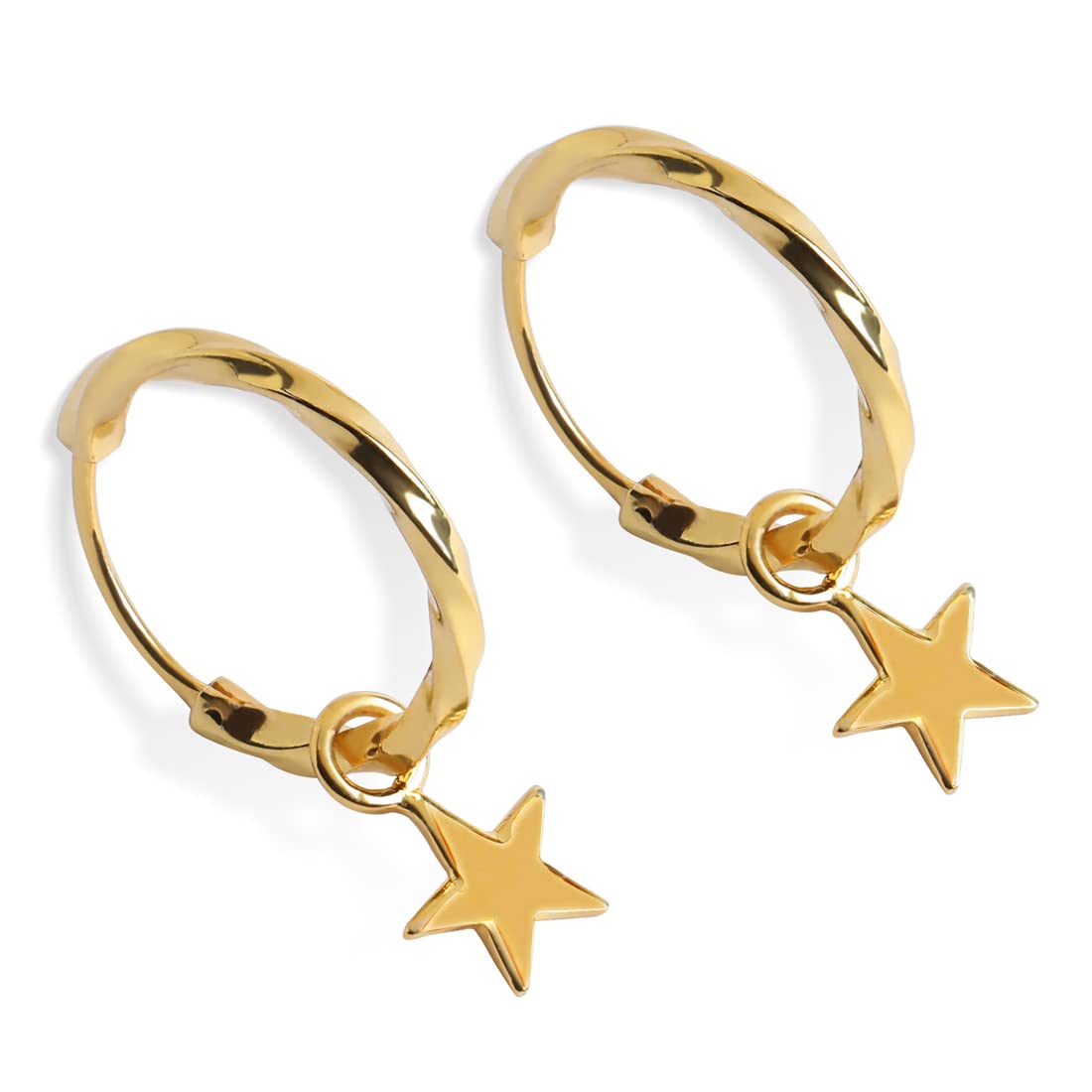 CLARA 925 Sterling Silver Star Hoop Drop Earring |Gold Plated | Gift for Women & Girls (B0BD6NS12X) Amazon Price History, Amazon Price Tracker